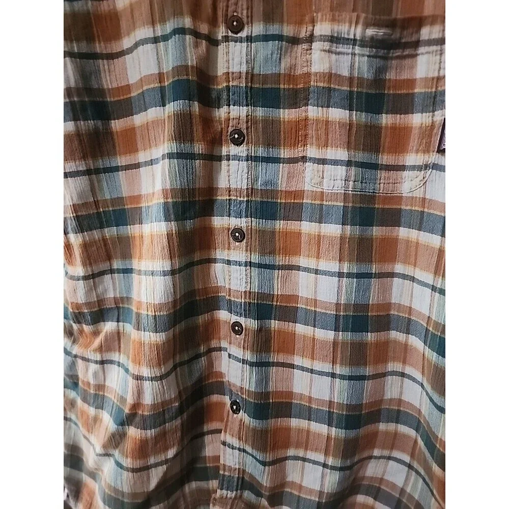 Patagonia‎ Organic Cotton Shirt Short Sleeve Plaid Mens Size Large Excellent B7